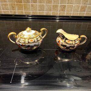 AYNSLEY Imari pattern Sugar Bowl and Creamer Set
